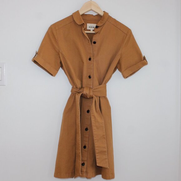Sezane Camel Button-Up Mini Dress - Picture 2 of 4